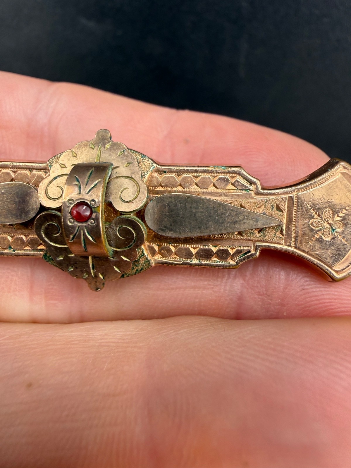 Vintage Edwardian Gold Filled Bar Brooch Renaissance Revival