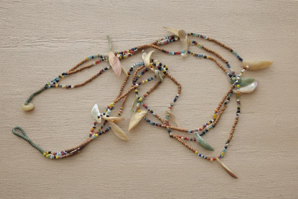 Beautiful Vintage Tribal Bead Cut Shell Bohemian Necklace