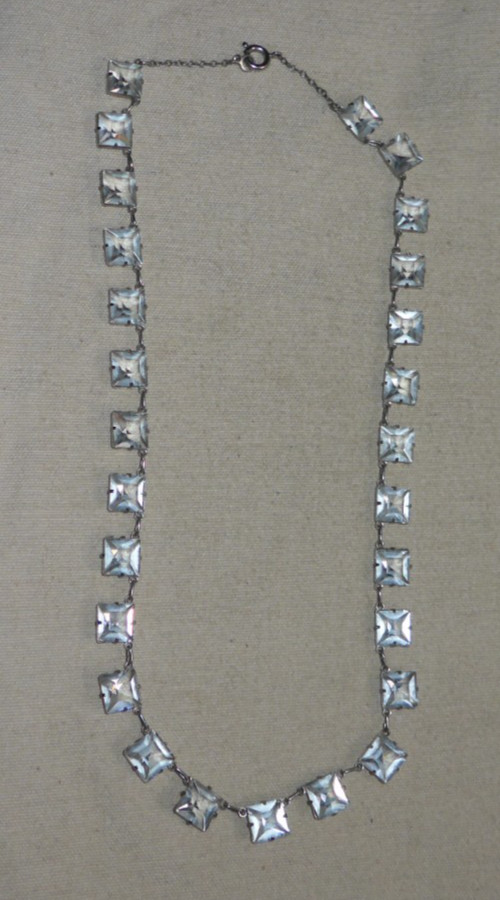 vtg 925 Sterling Silver & Rock Crystal Necklace 17″ 22g
