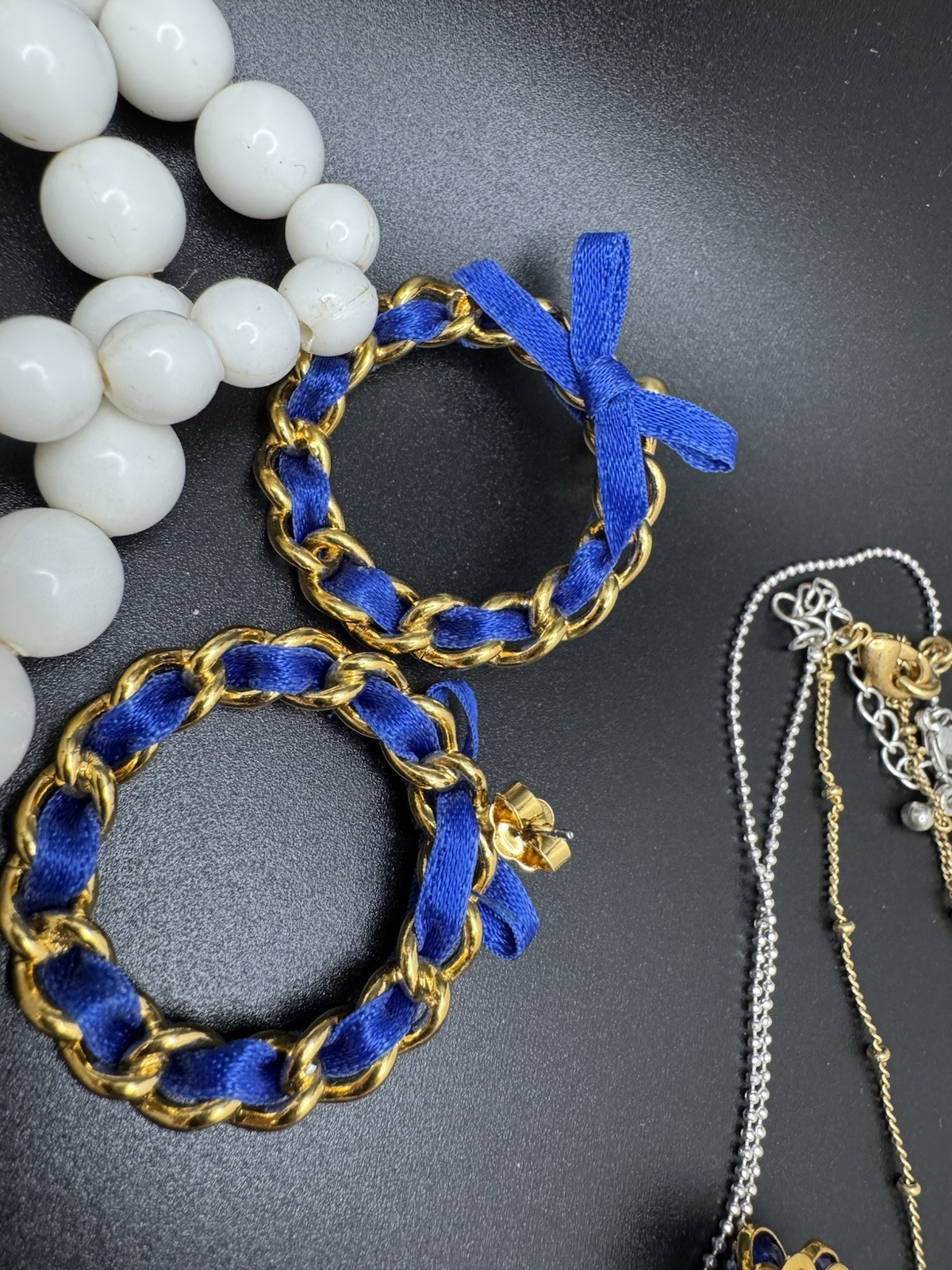 Vintage Blue White Jewelry Lot Beaded Necklaces Earrings Bracelet Boho