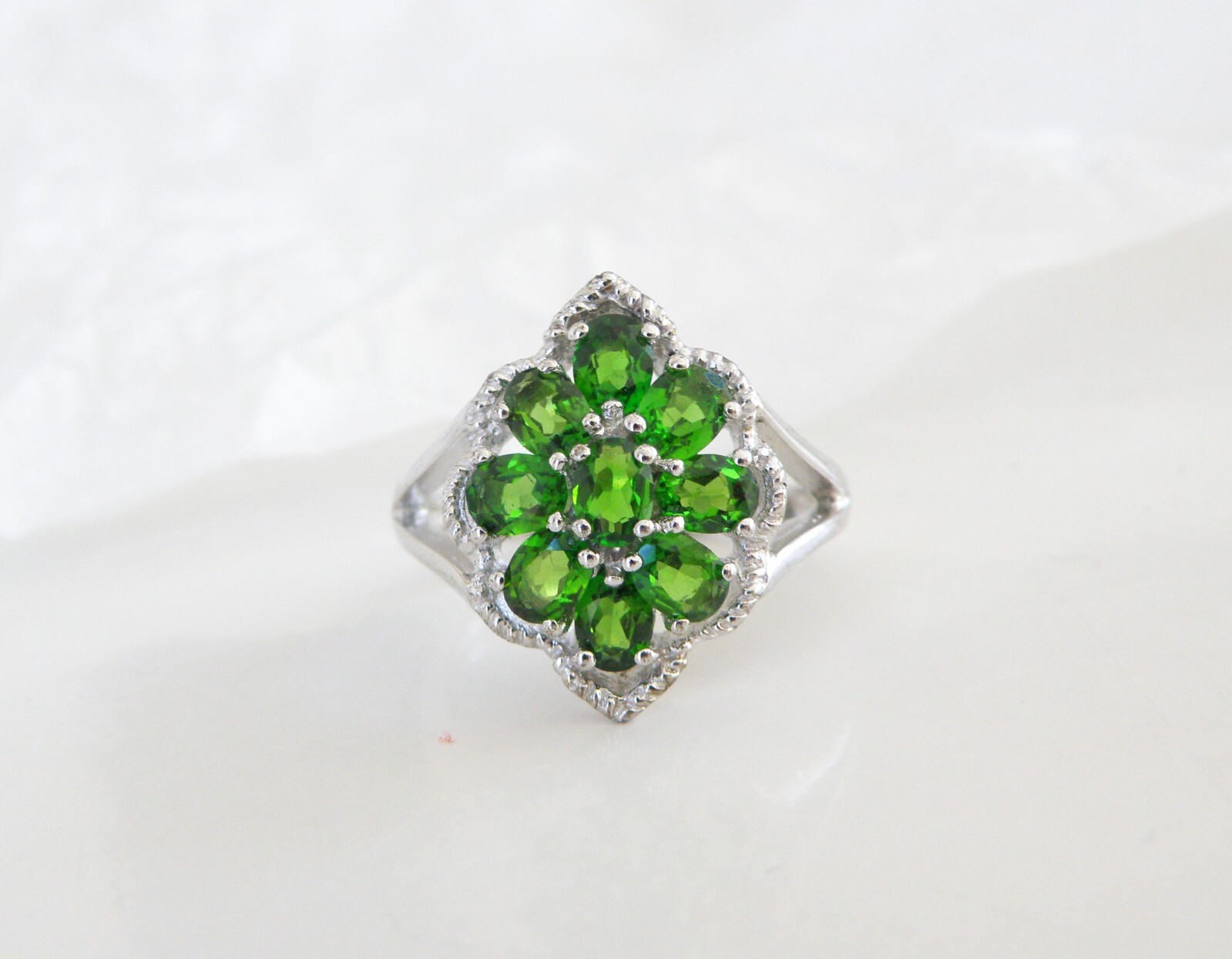 New Sterling Silver 925 Natural Chrome Diopside Pinky Ring Size 6