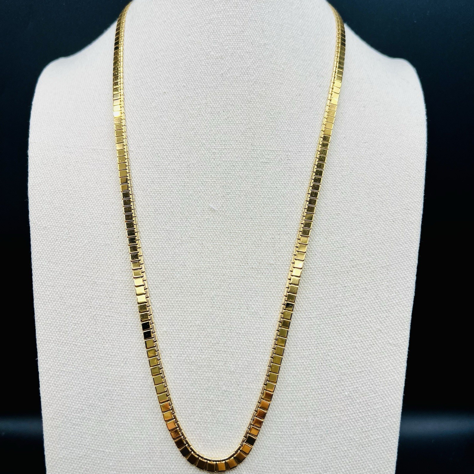 Monet Gold Tone Articulated Tile Link Necklace 27” Signed Vintage Statement Bold