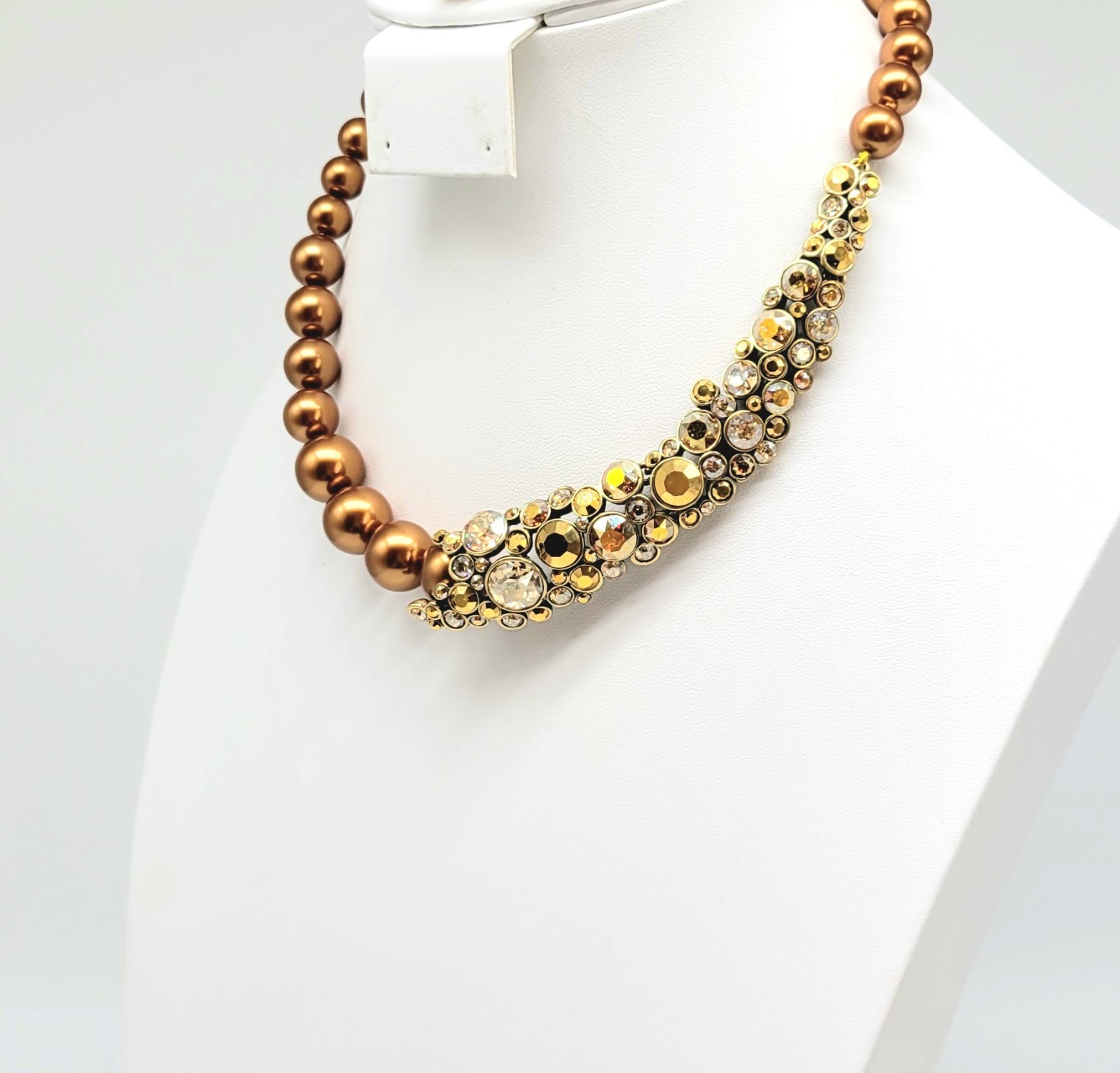 Heidi Daus Gold Pearl and Diamond Swarovski Crystal Asymmetrical NECKLACE ONLY