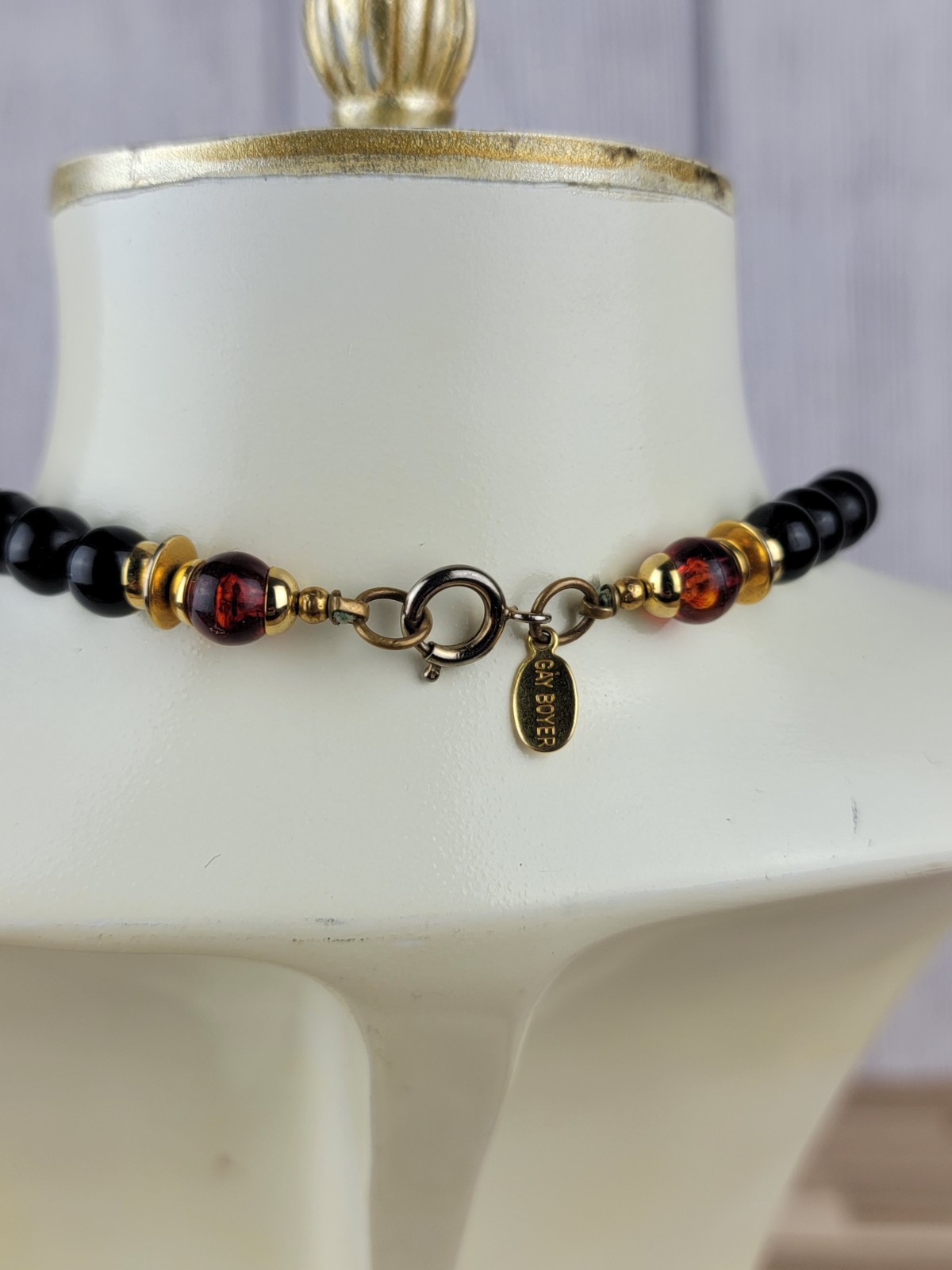 Vintage Gay Boyer Signed 15″ Beaded Necklace Ram Pendant Rare