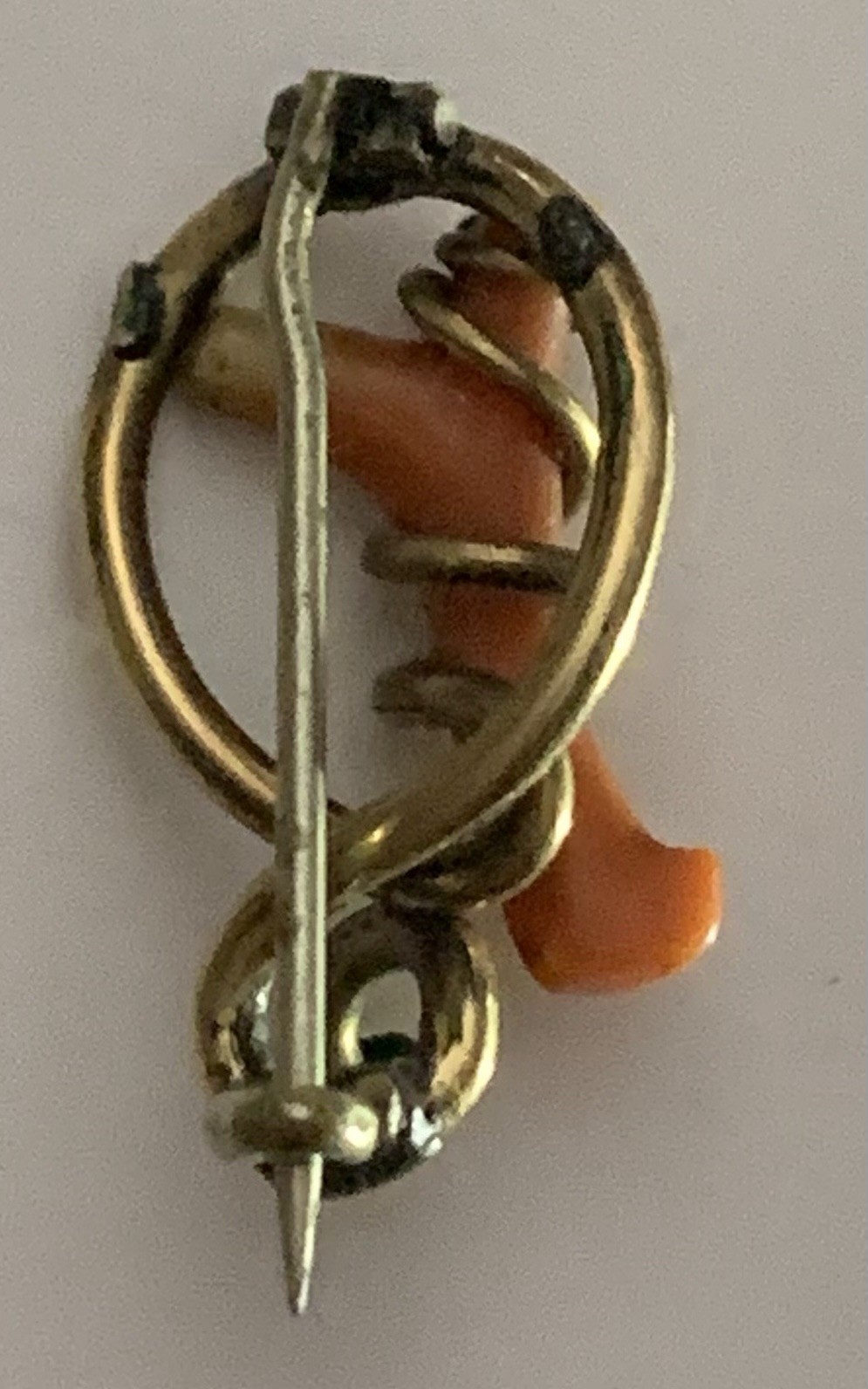 ANTIQUE VICTORIAN GOLD FILLED CORAL BROOCH BAR PIN UNMARKED