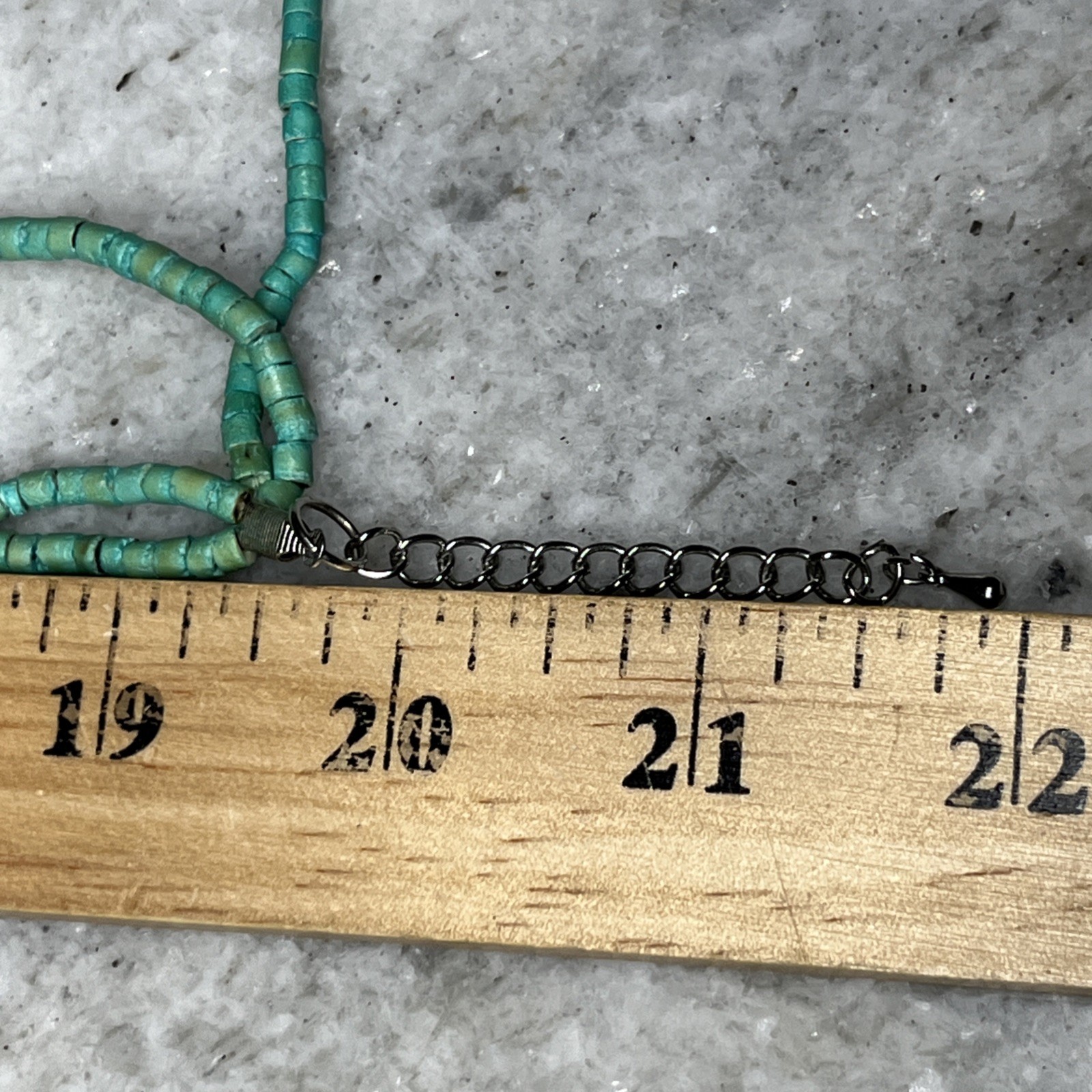 Turquoise Tone Cascade Necklace 4 Strand Layered Discs Beaded Faux Pearl Jewelry
