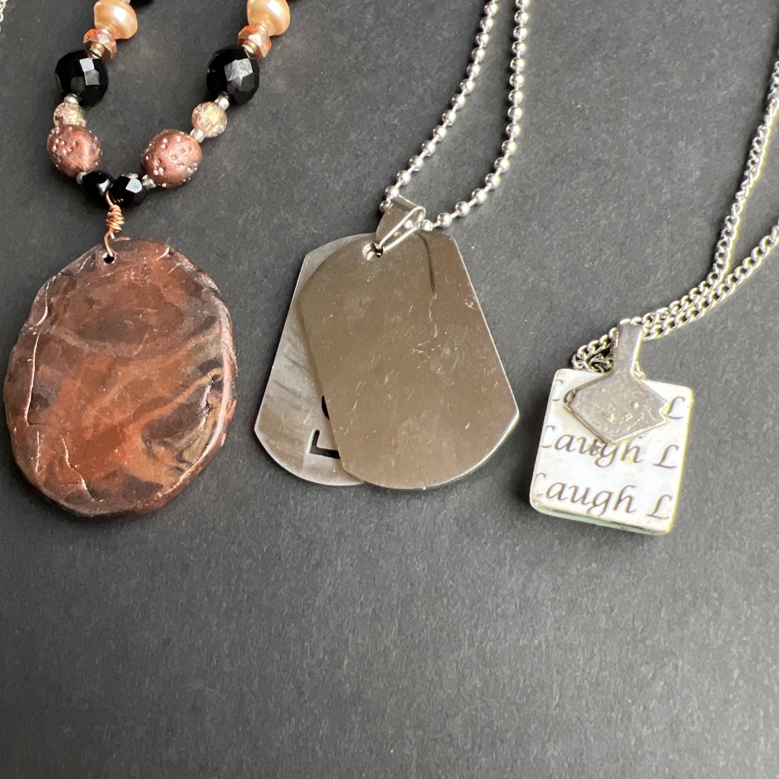 Peace Love Dopamine Weed Leaf Necklaces Vintage Copper Silver Tones Necklace LOT