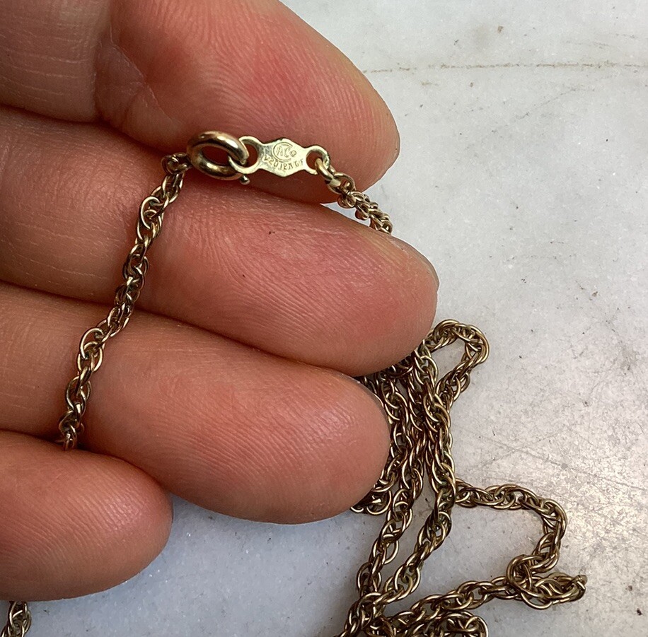 Vintage CA CO Gold Filled Rope Chain Necklace 24” Long