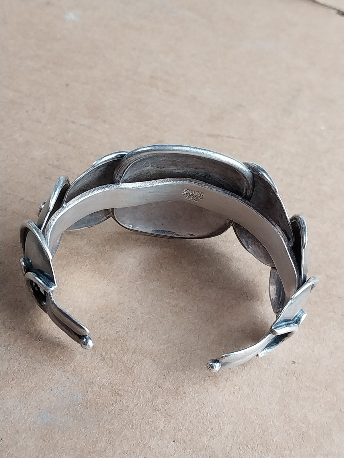 Vintage 1940s Taxco 980 Silver Modernist Mexican Silver Armadillo Cuff Bracelet
