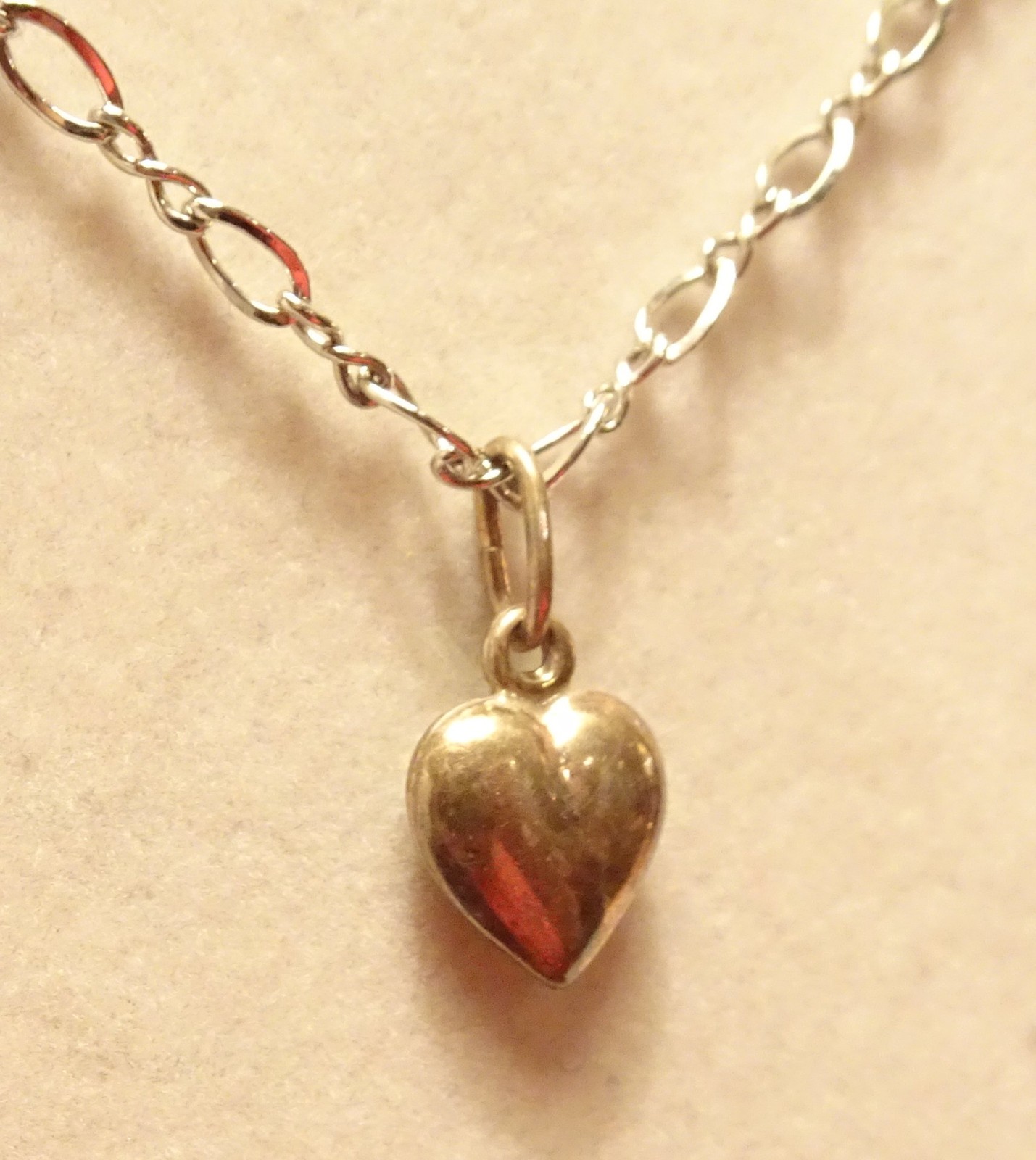 Puff Heart Sterling Silver Necklace Vintage