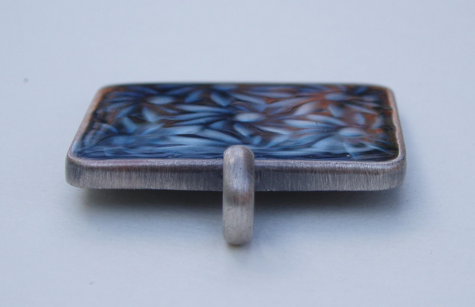 2 Vintage Pendants Epoxy Resin Pewter Metal Large Blue Floral & Green Sun Burst