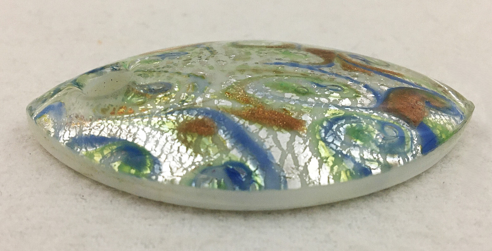Lot of 3 Art Glass Porcelain Pendants Mosaic Abstract Designs Metallic Foil