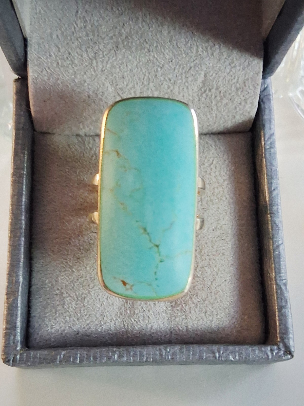 ATI Annika Witt Mexico Turquoise Large Statement Ring Size 8.75 Sterling Silver