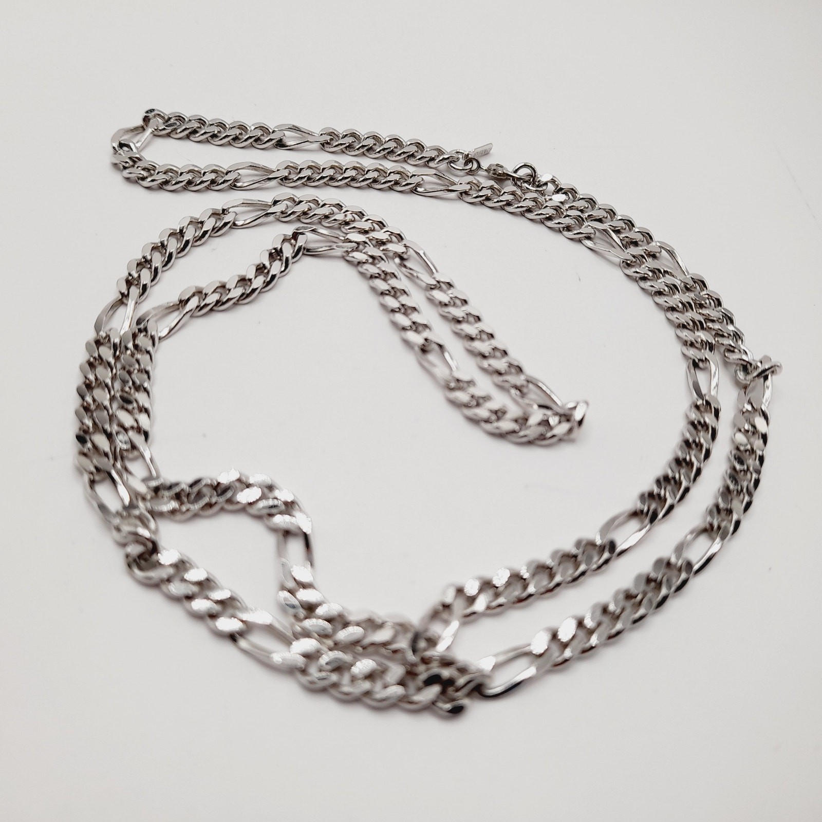 Vintage Monet Silver Tone Long Chain Necklace 30” Sister Clasp