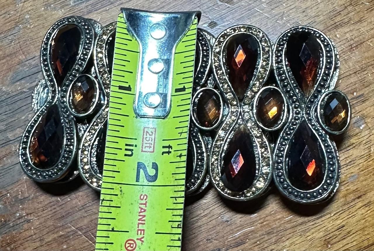 3 Beaded / Rhinestone Wide Stretch Bracelet lot Costume Jewelry #D17