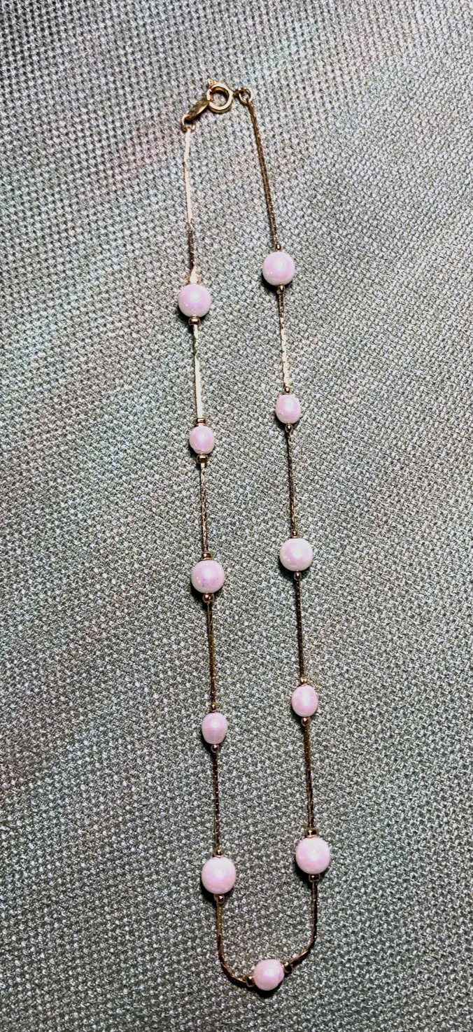 VINTAGE TRIFARI BEADED PEARL GOLD/TONE CHAIN NECKLACE. 16″