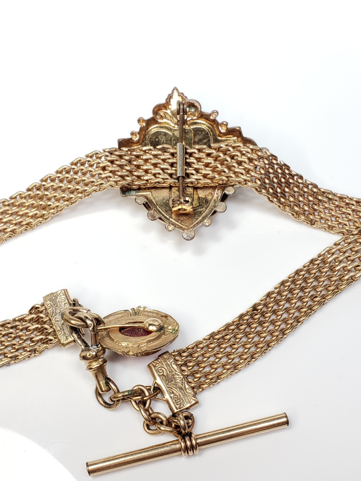 Antique Victorian Gold Filled Choker Watch Mesh Chain Necklace Bracelet Pin Lot