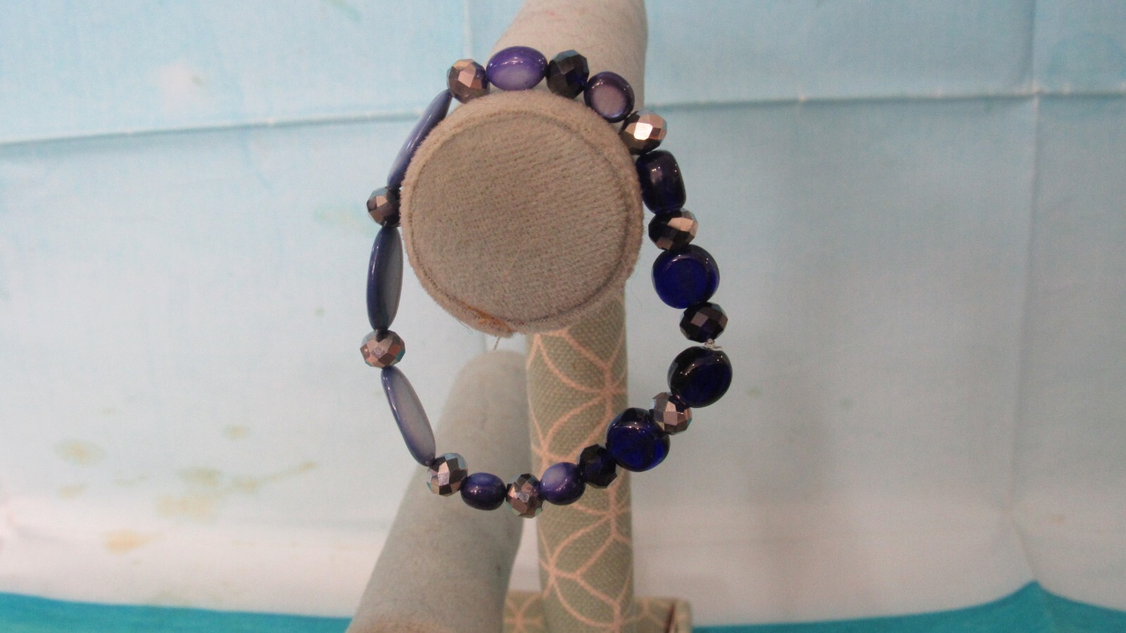Stretch Bracelet with Multi Styles of Blue Beads