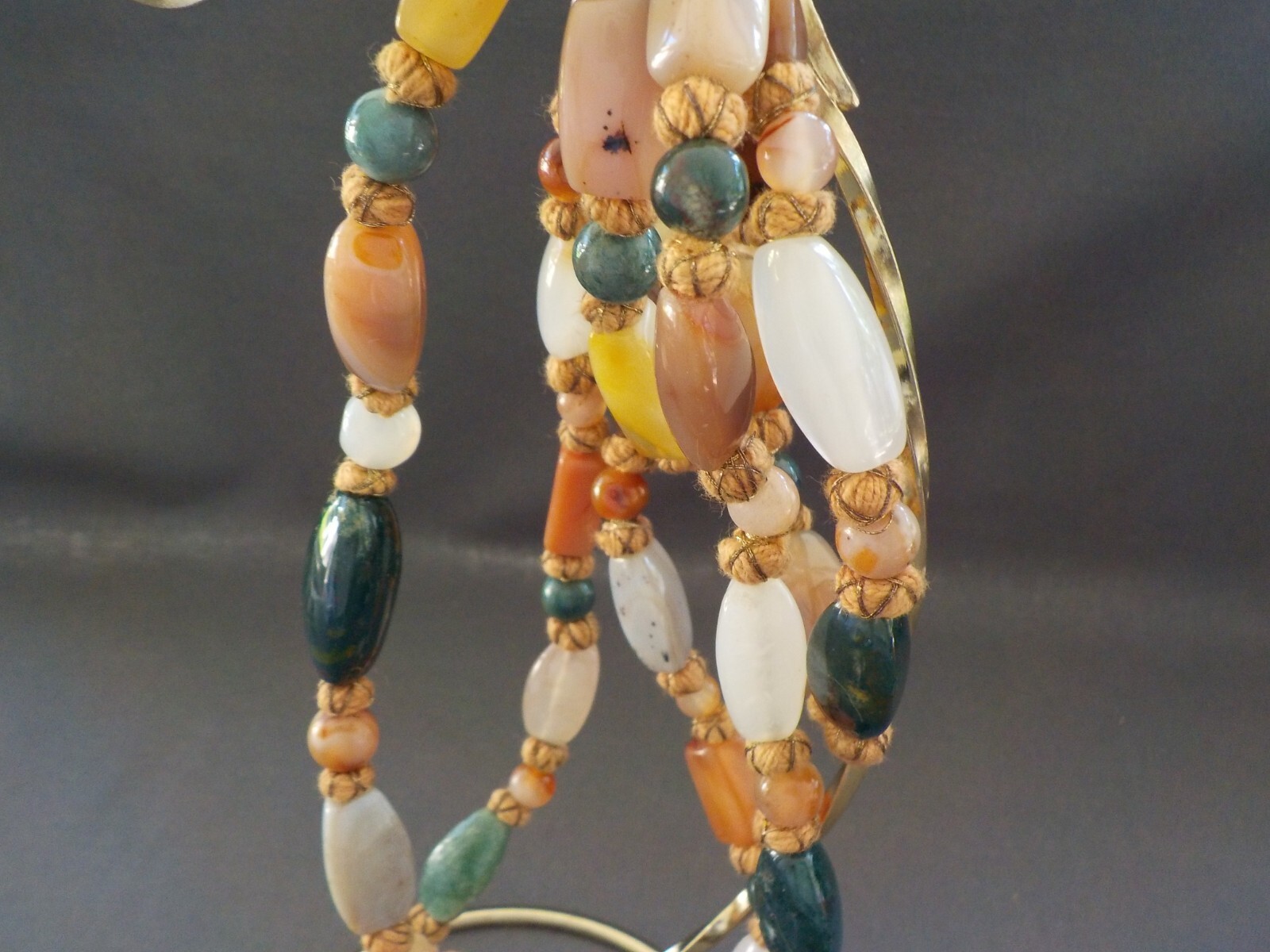 Vintage Strand Necklace Polished Mixed Stones Shapes Semi Precious Agate Quartz