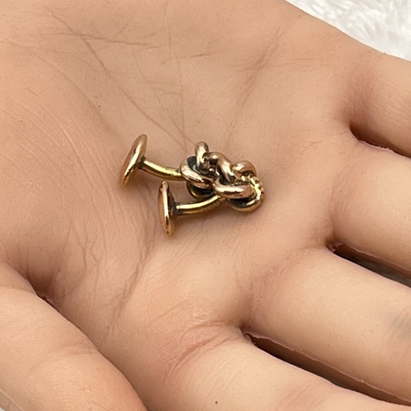 Vintage Love Knot Cufflinks Gold Plated Classic Set .75″