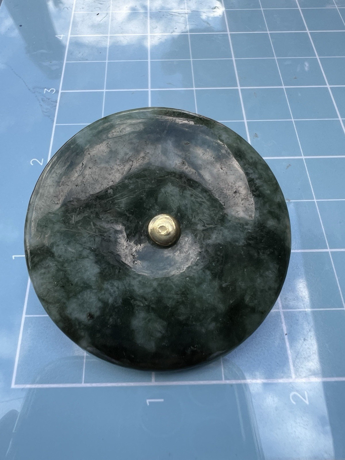 VTG Round Gwen Jade Large Brooch 2.5”