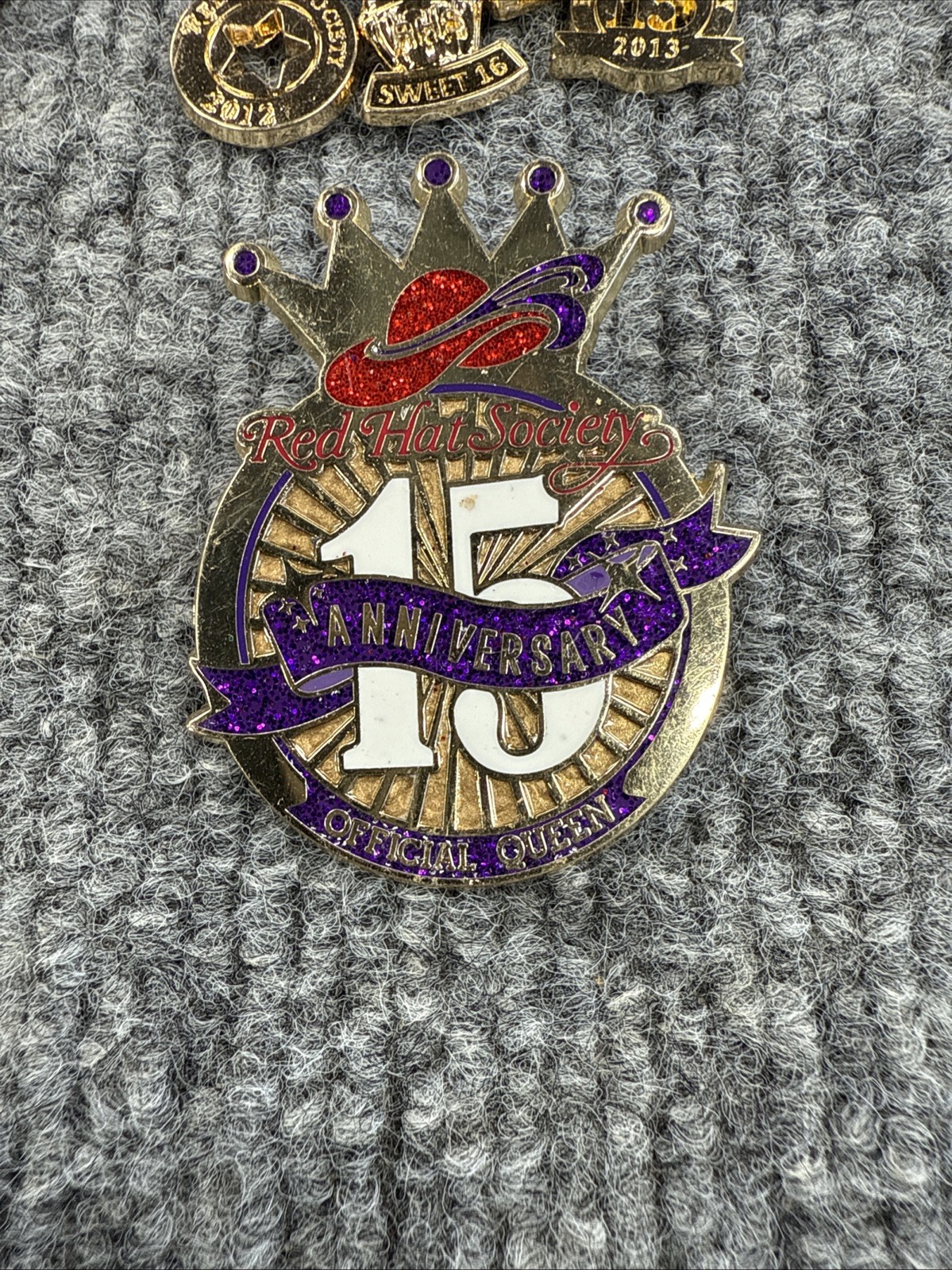 Lot of 5 Red Hat Society Enamel Pins – Anniversary, Simply Fun, Charms