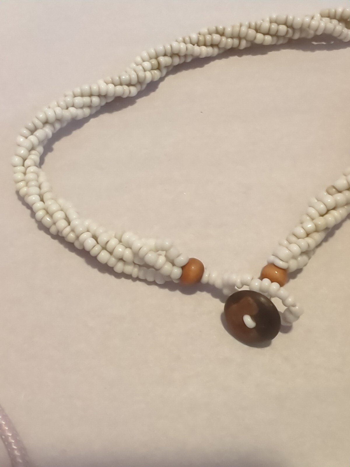 2 Necklaces Lot Inlaid Abalone Shell Pendant & Teal Multilayer Beaded Necklace