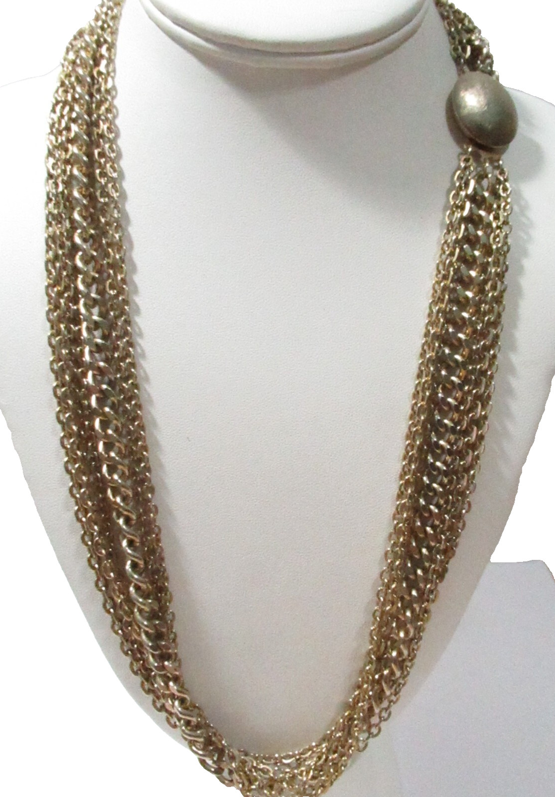 Gold Tone Chains Styles Seven Strands Multi-Strand Vintage Necklace