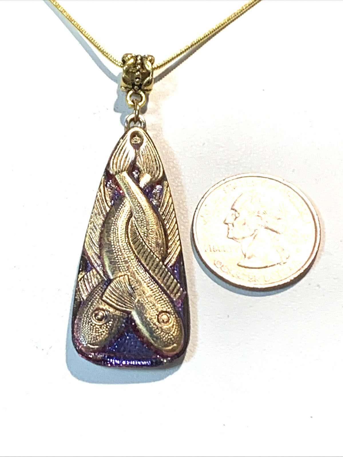 RARE-ANTIQUE EGYPT REVIVAL VIOLET/BLUE FLASH CZECH GLASS SERPENT NECKLACE.g#2NEW