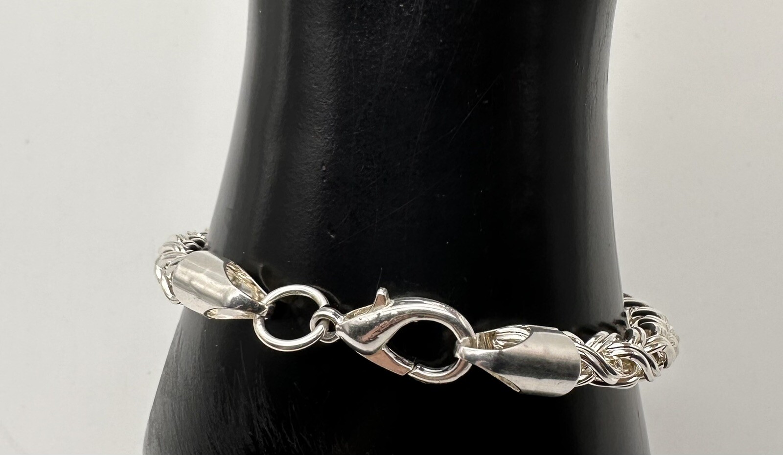 Vintage Silvertone Metal Wheat Spiga Chain Men Women Bracelet 5 mm Size 7.1/4￼