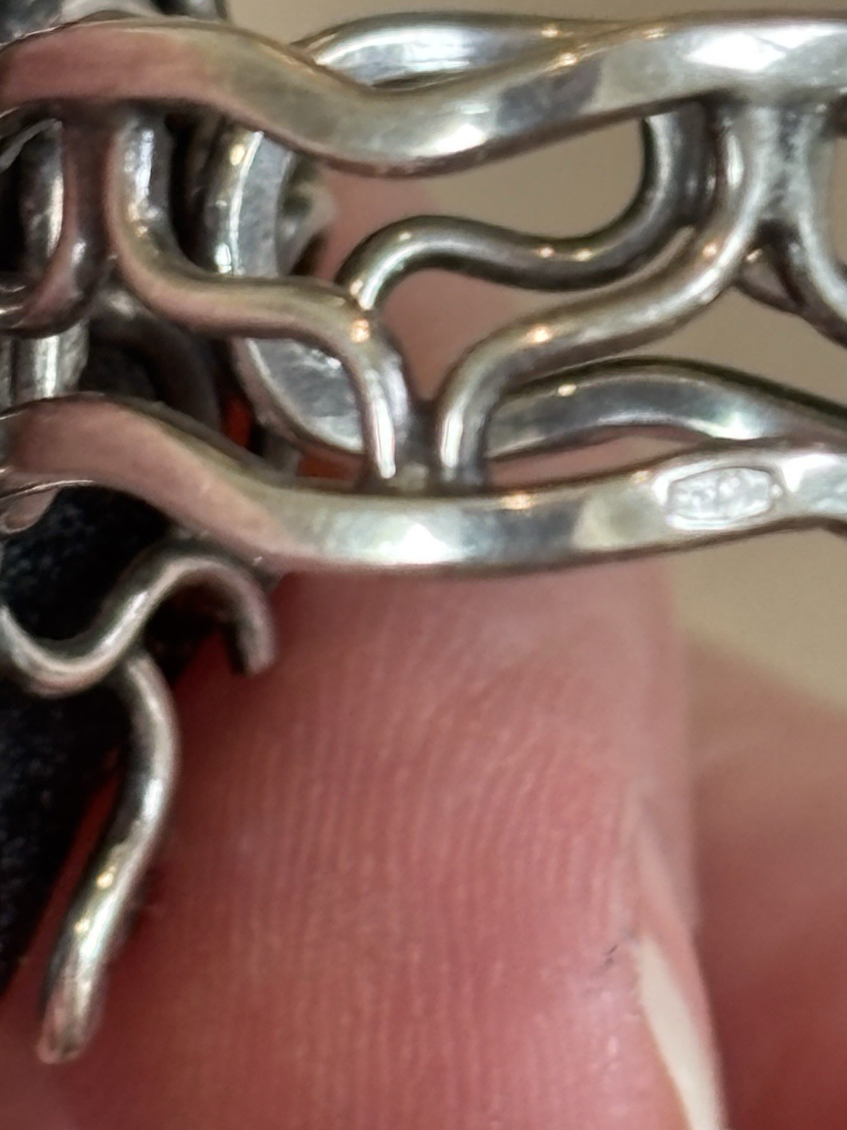 Vtg. HALLMARKED 925 Head Facing Right STERLING SILVER AMBER RING Hand Made 7