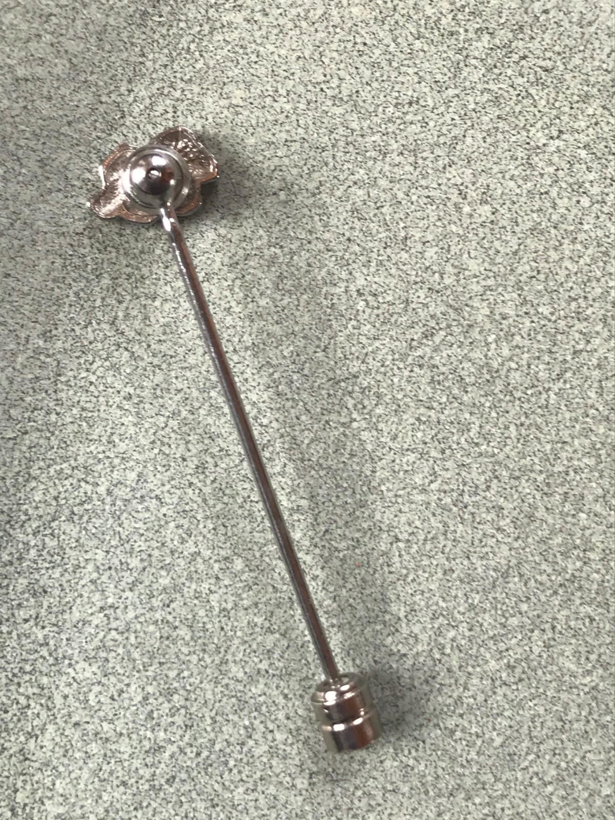 Vintage Dainty Silvertone Dogwood Flower Stick Lapel Pin – 2 x 3/8th’s inches –