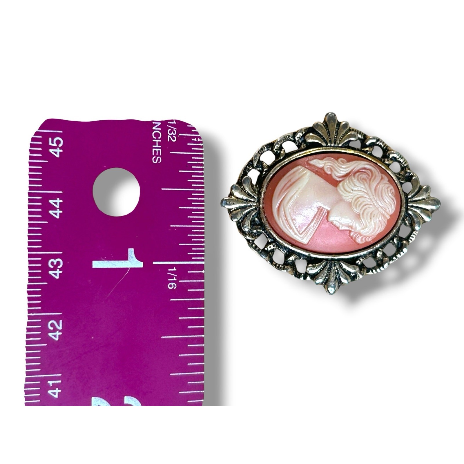 Vintage Peri Cameo with Filigree Border Brooch with Pendant Bail Victorian Rev