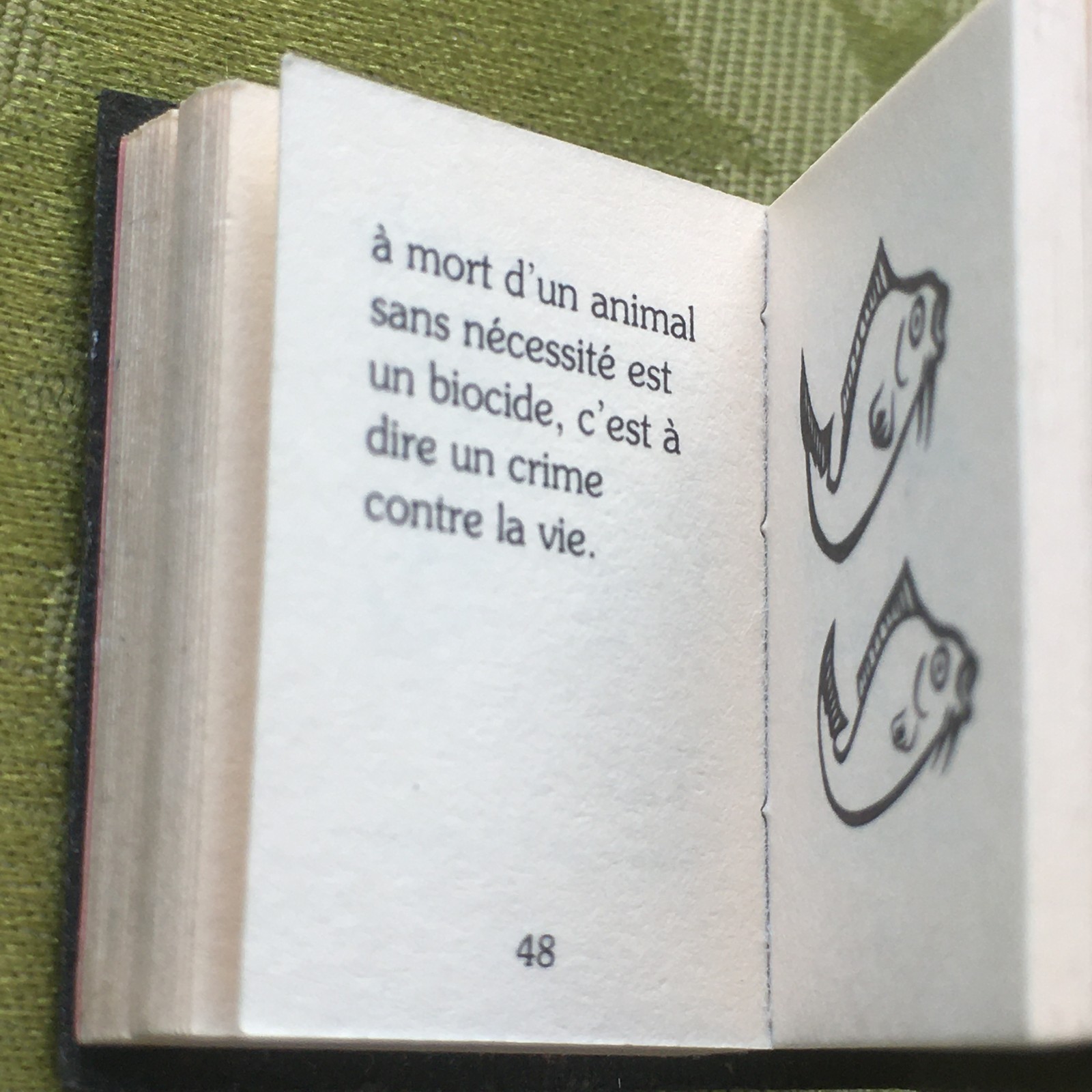 FRENCH RARE 1970s ANIMAL RIGHTS PIN BROOCH~SMALL BOOK SHAPE~UNIQUE VINTAGE GIFT