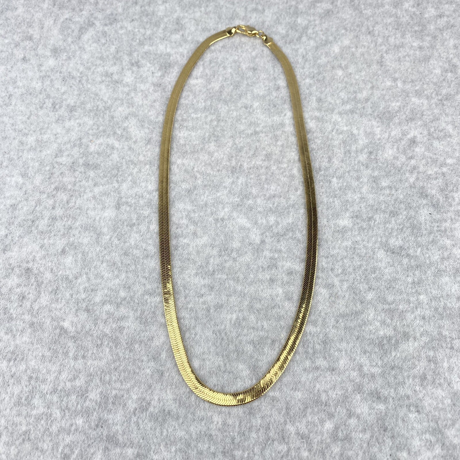 Herringbone Gold Tone Necklace 5.5mm Wide and 20″ Long Lobster Claw Clasp