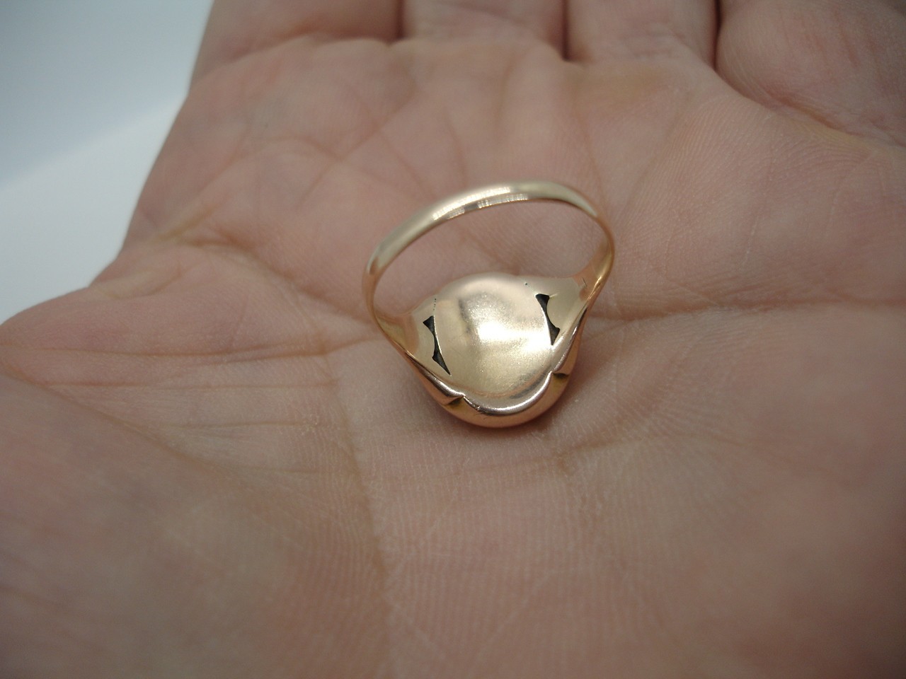 Antique Art Deco 9K Gold Bloodstone RING geometric signet band w red 3.3g sz 6.5