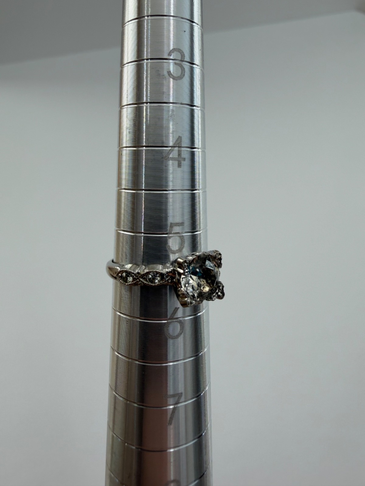 VINTAGE Sterling M-H Silver & Clear Quartz Cocktail Ring, Size ~5.5, SEE NOTES