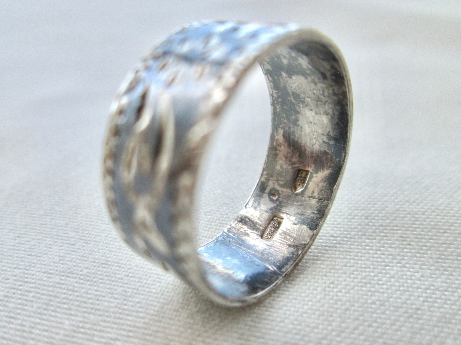 Vintage Soviet USSR Coat of Arms Ring 925 Sterling Silver Blackened Kubachi Styl