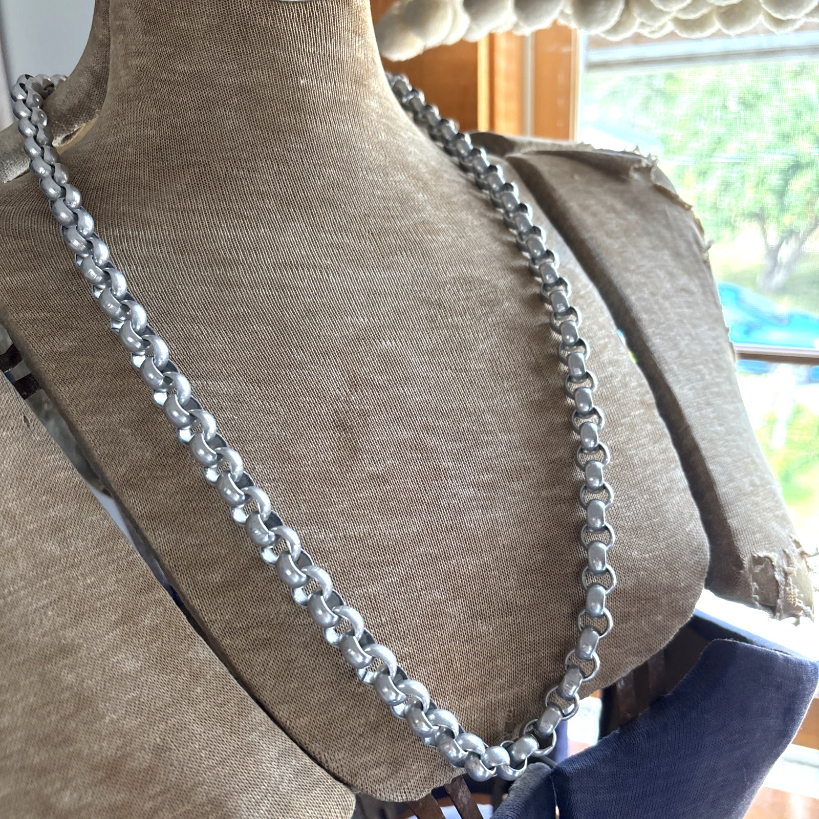 Vintage MCM Aluminum Link Necklace Bright Shiny