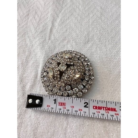 Vintage Brooch Clear Faceted Crystals Chunky Over The Top 3D Beauty 2″D