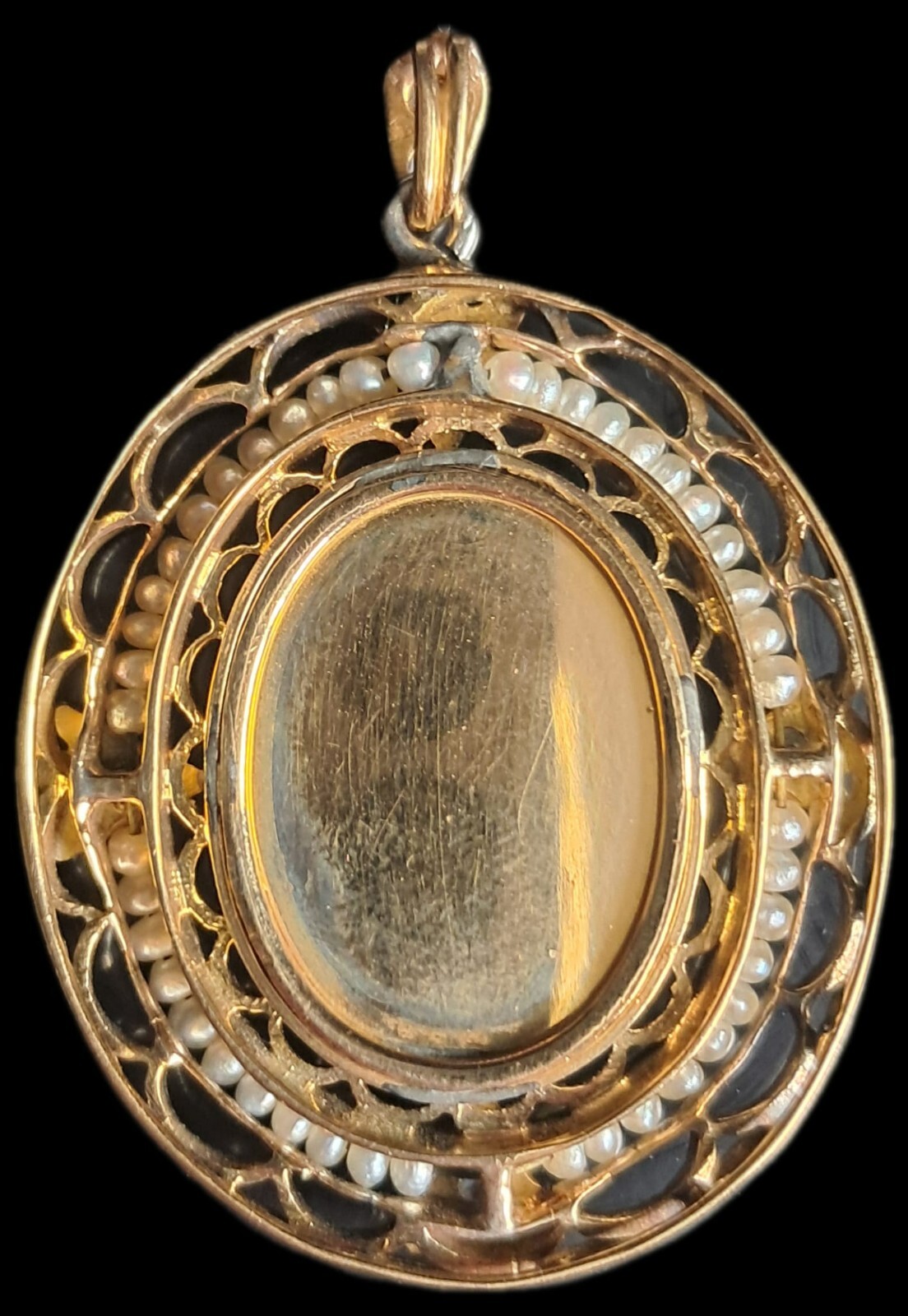 Fine Antique Art Nouveau 18K Gold Mother of Pearl Virgin Mary Pendant Ca 1900