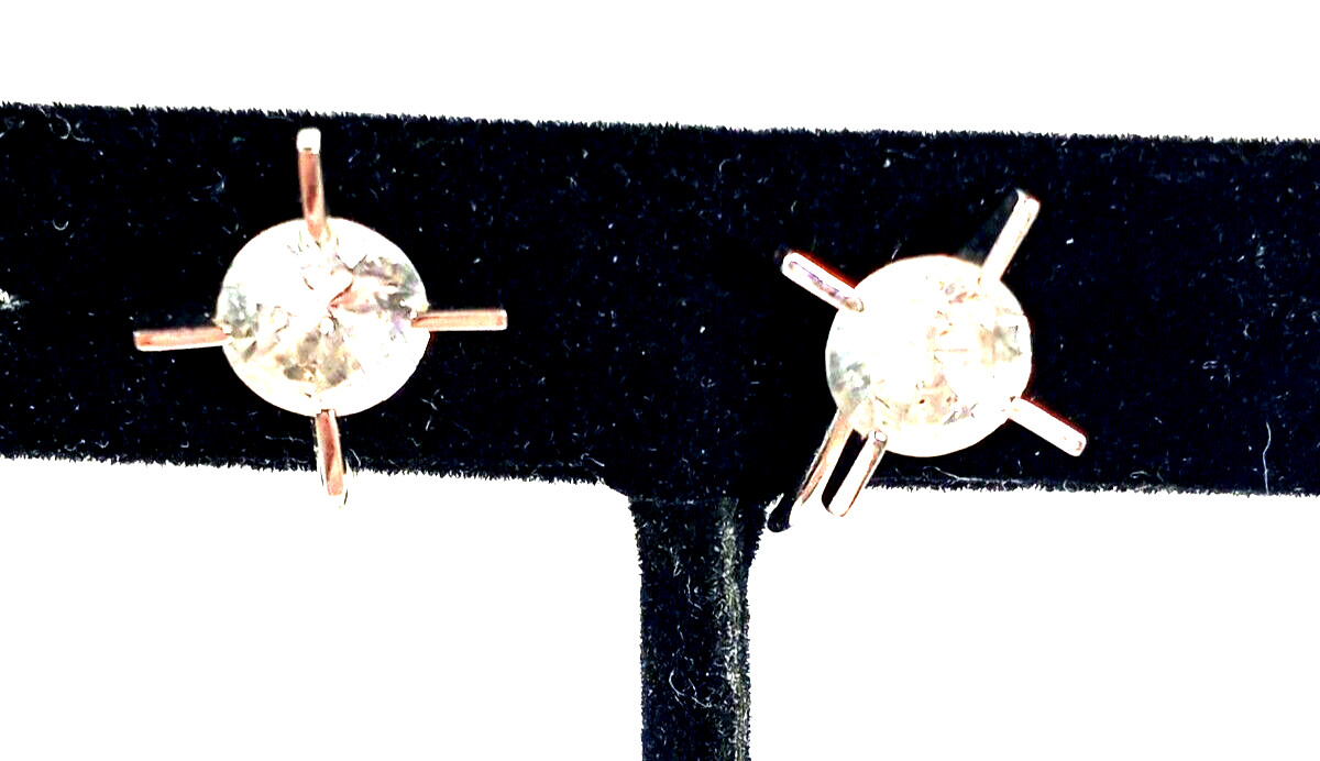 Vintage AWESOME 925 Sterling Silver and White Topaz Screw Back Earrings, signed