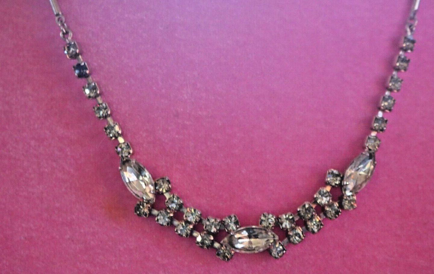 Vintage Necklace Rhinestones Very Light Citrine Color Choker