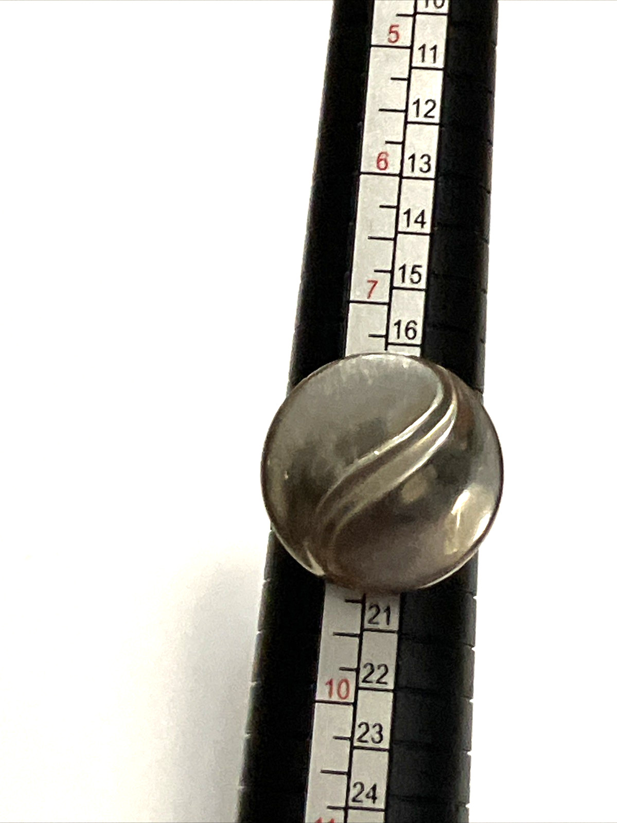 Vintage 1970s MCM Modernist Sterling S?Dome Ring Folded Wave Adjustable Band
