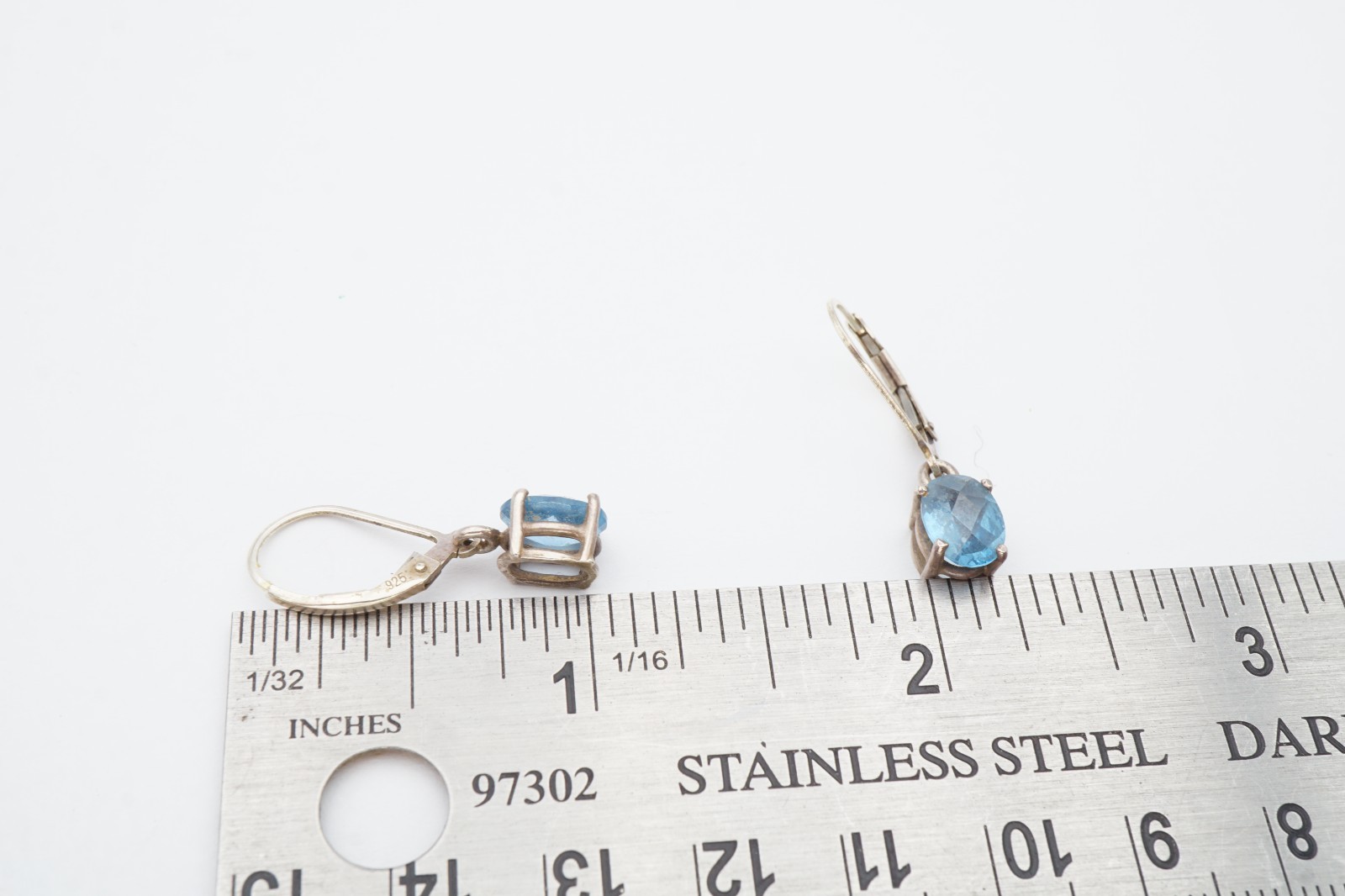Vintage Sterling Silver 925 Blue Topaz Earrings