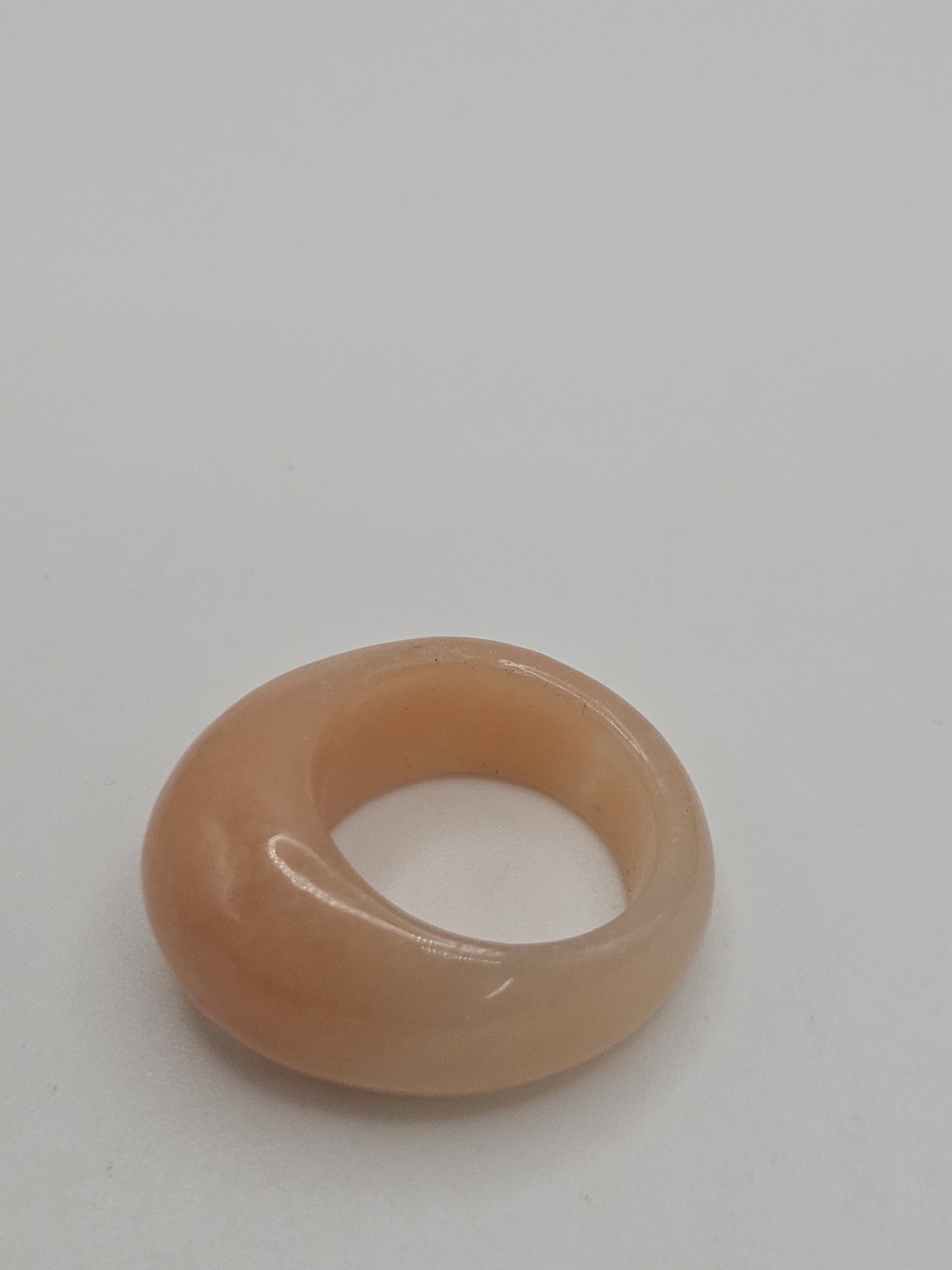 Vintage Solid Peach Color Stone Dome Band Ring Size 5.5