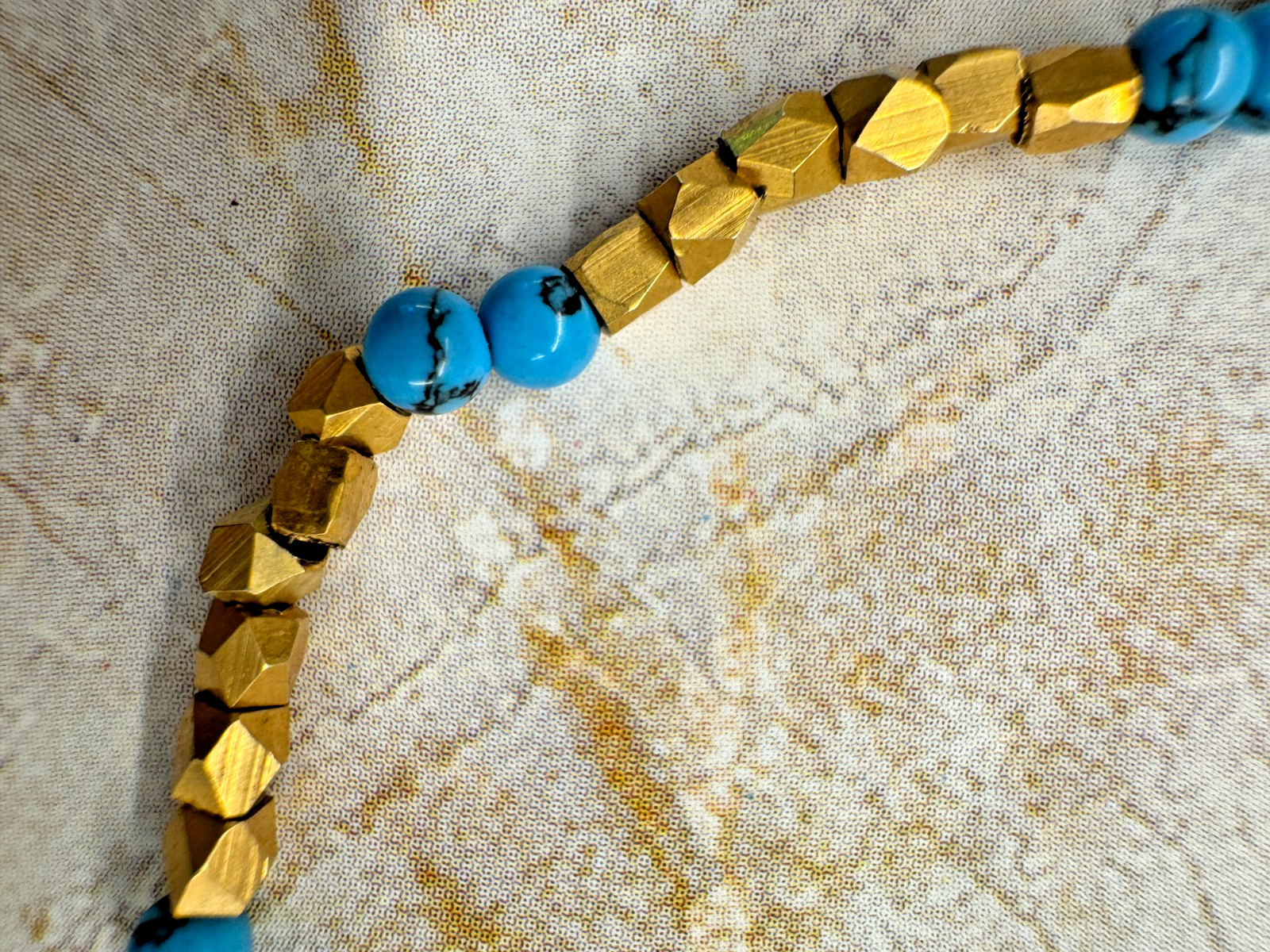 Vintage Givenchy Gold-Tone & Turquoise Beaded Choker Necklace 14”