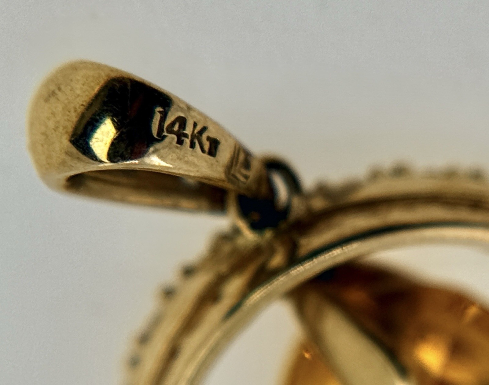 14K Gold Diamond Citrine Gold Pendant 2.25Cttw, 2g approximately