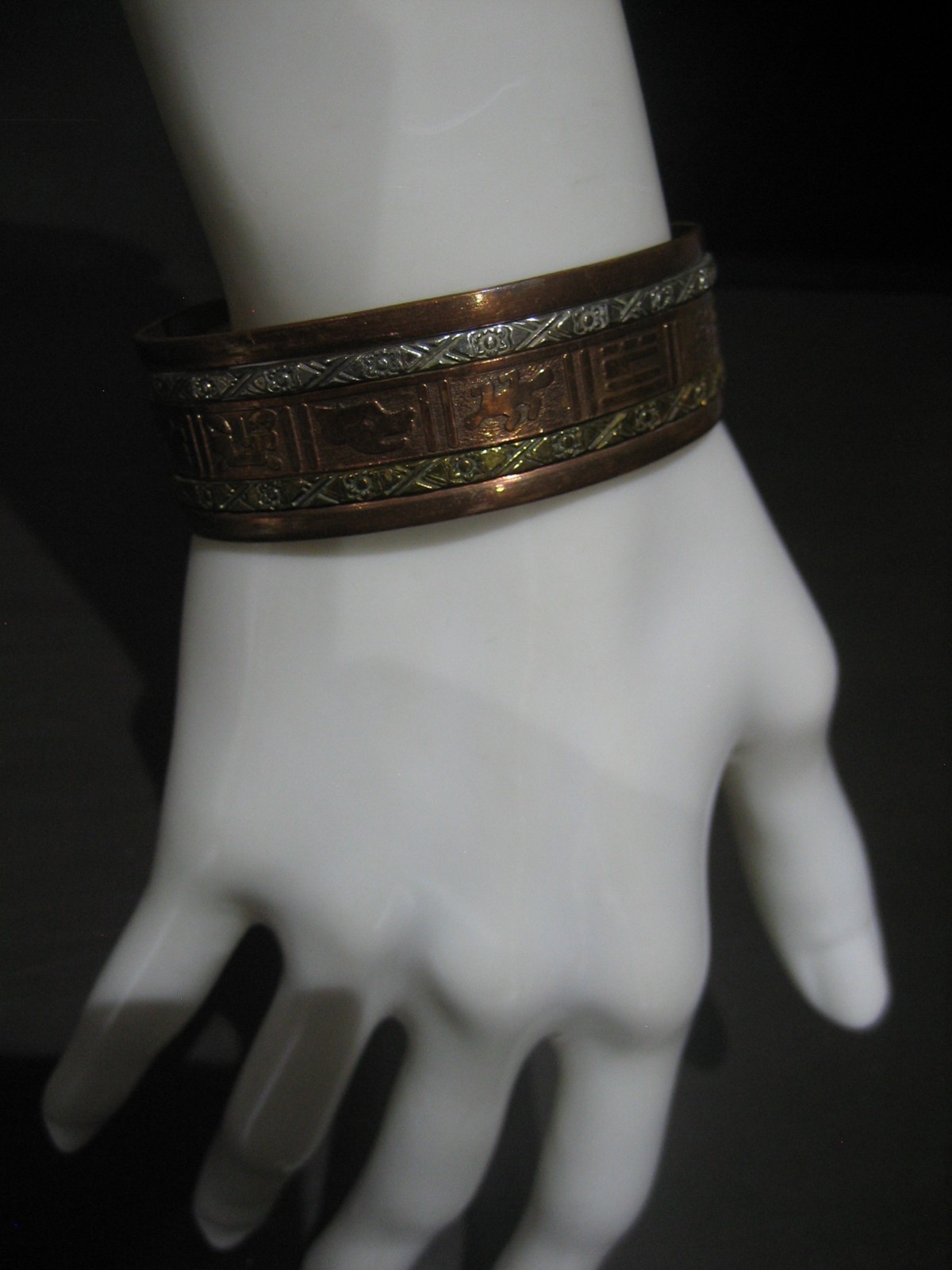 VINTAGE SOUTHWESTERN COPPER BRASS SILVER WIDE CUFF BRACELET