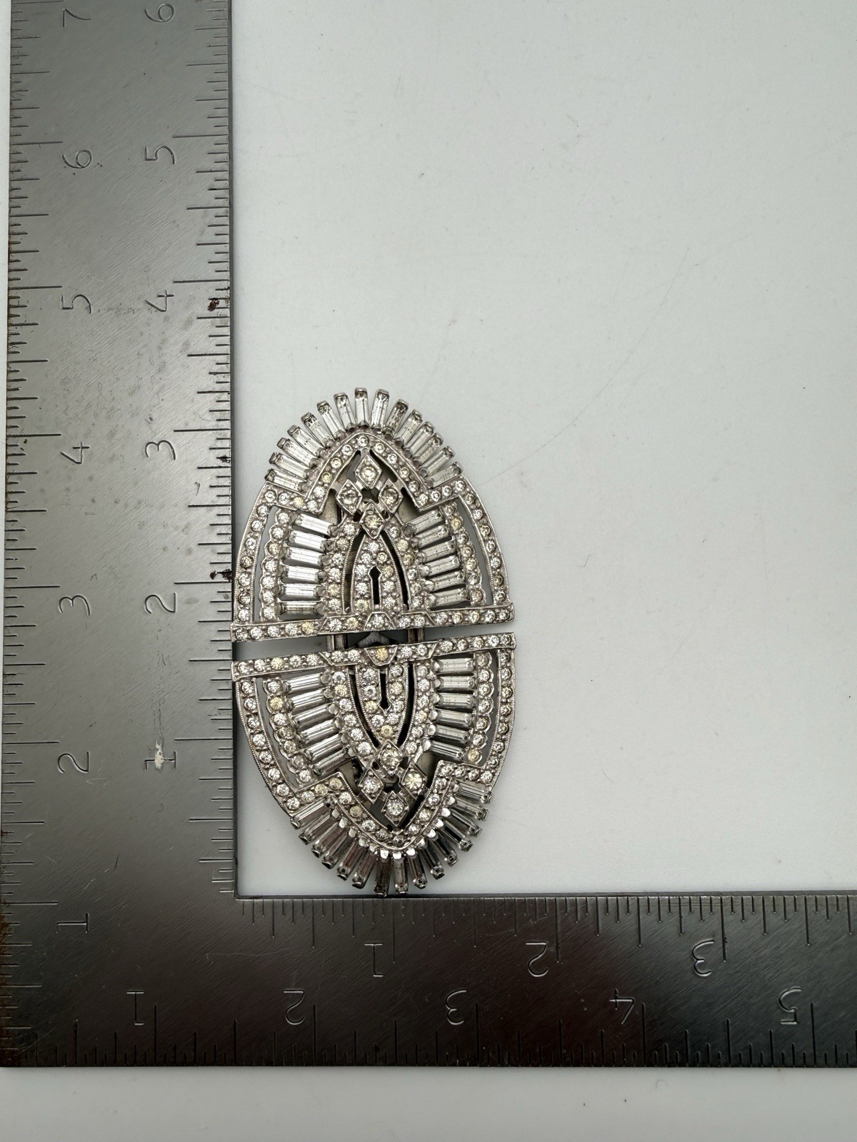 Vintage Art Deco Rhinestone Brooch Dress Clip Mechanism Pat 2161668